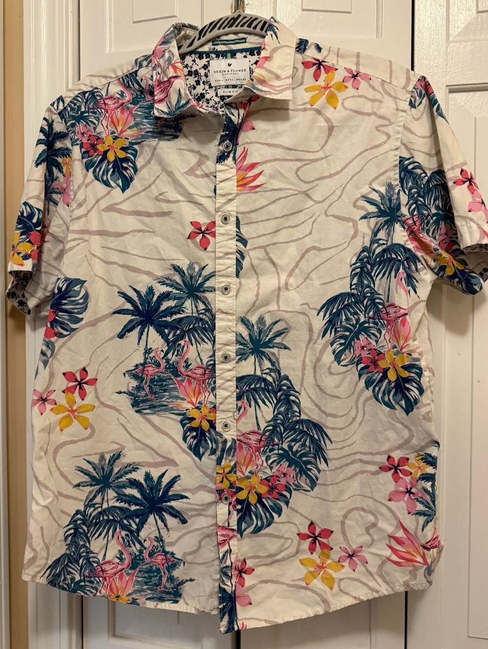 Denim & Flower Ricky Singh Slim Fit Tropical  Hawaiian mens L Shirt
